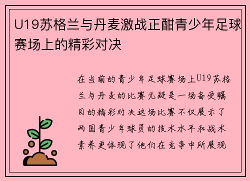 U19苏格兰与丹麦激战正酣青少年足球赛场上的精彩对决