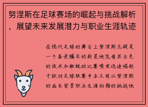 努涅斯在足球赛场的崛起与挑战解析，展望未来发展潜力与职业生涯轨迹